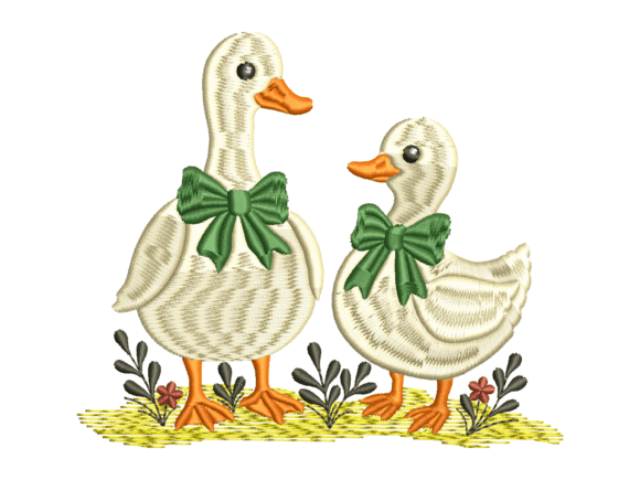 Bow Tie Goose Couple Embroidery Design Review