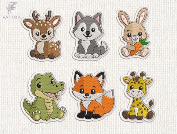 Cute Animal Patch Embroidery Design Set