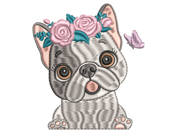 Cute Floral Bulldog Embroidery Review