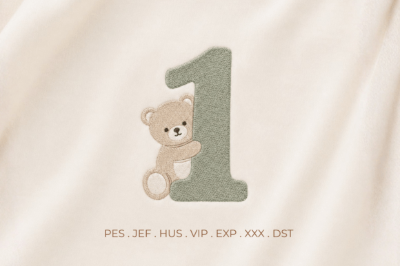 Cute Teddy Bear Number 1 Embroidery