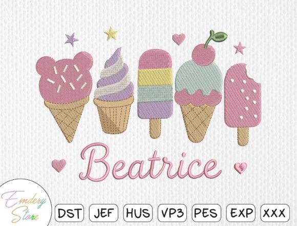 Summer Personalized Ice Cream Embroidery