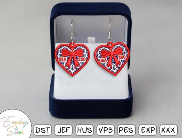 USA 250 Heart Earrings Embroidery Design Review